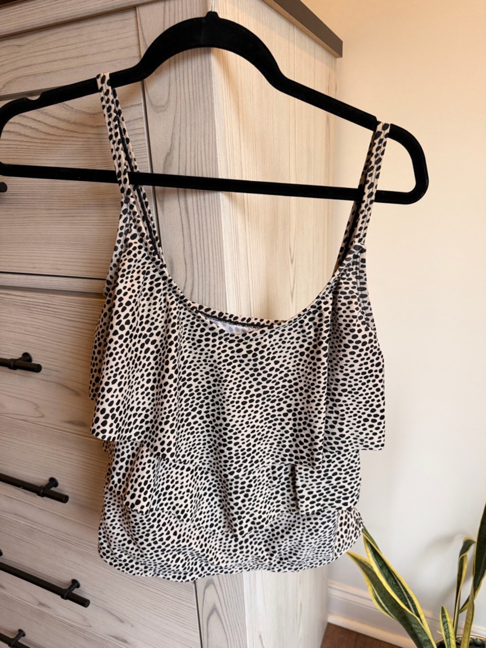 Ellen Tracy Animal Print Ruffle Swim Tankini Top